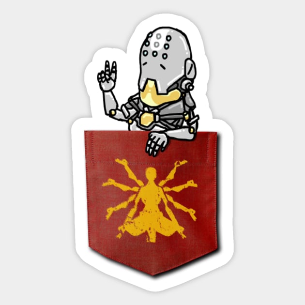 Pocket Zenyatta (An Overwatch Design) Sticker by Pocketeers